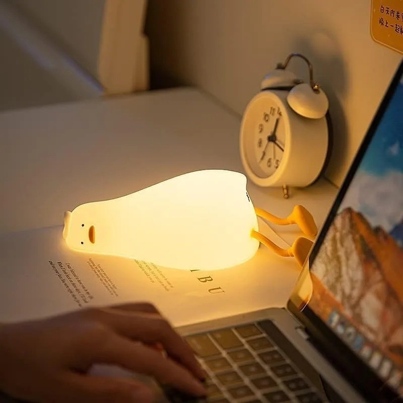 LED Duck Lamp Cute Squishy Dimmable Silicone Bedside Light with Touch Control