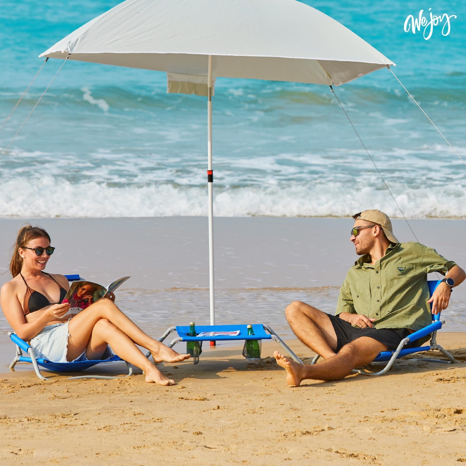 #WEJOY 2 Beach Chairs and Table Set Lightweight & Folding Backpack Beach Chai...