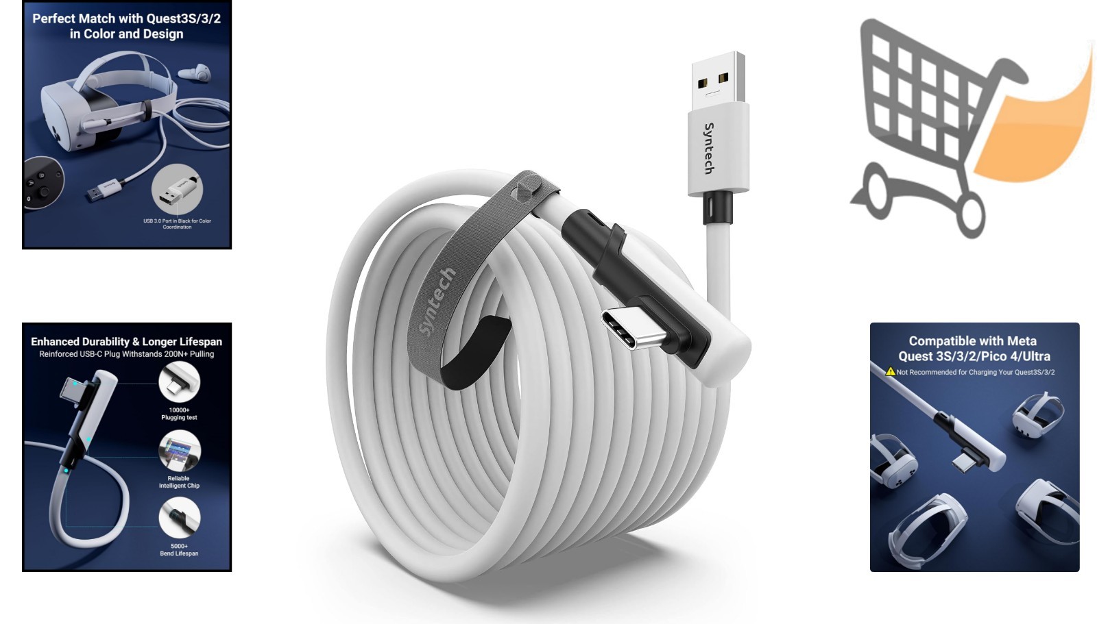 20FT Link Cable for Oculus Quest VR PC Gaming USB 3.0 High Speed Data Transfer