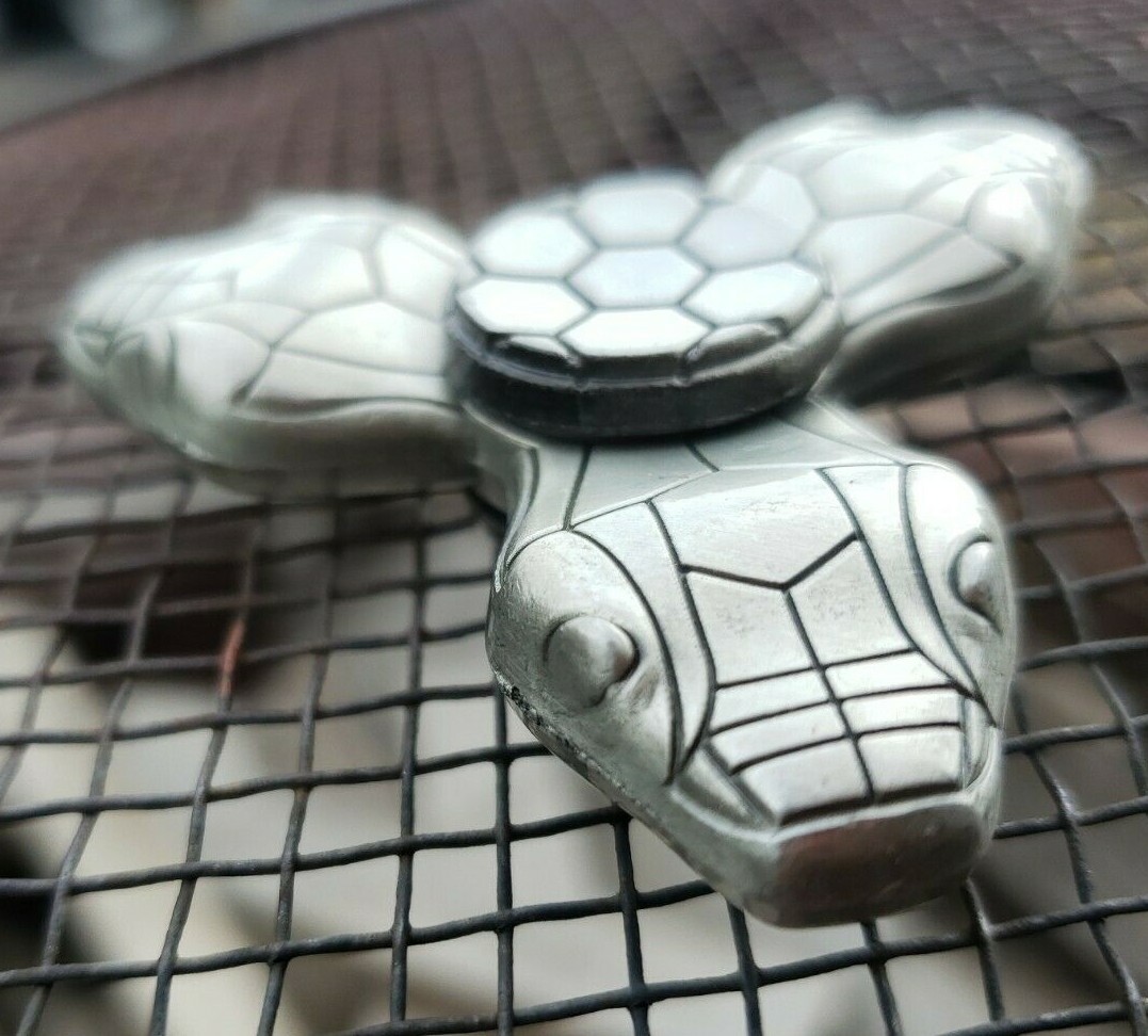 Tri Silver Snake Fidget Spinner All Metal Toy Boys Girls Kids Adults ADHD Focus