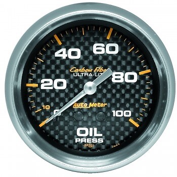 AutoMeter 4821 2-5/8 in. Oil Pressure, 0-100 PSI, Mechanical, Carbon Fiber Gauge