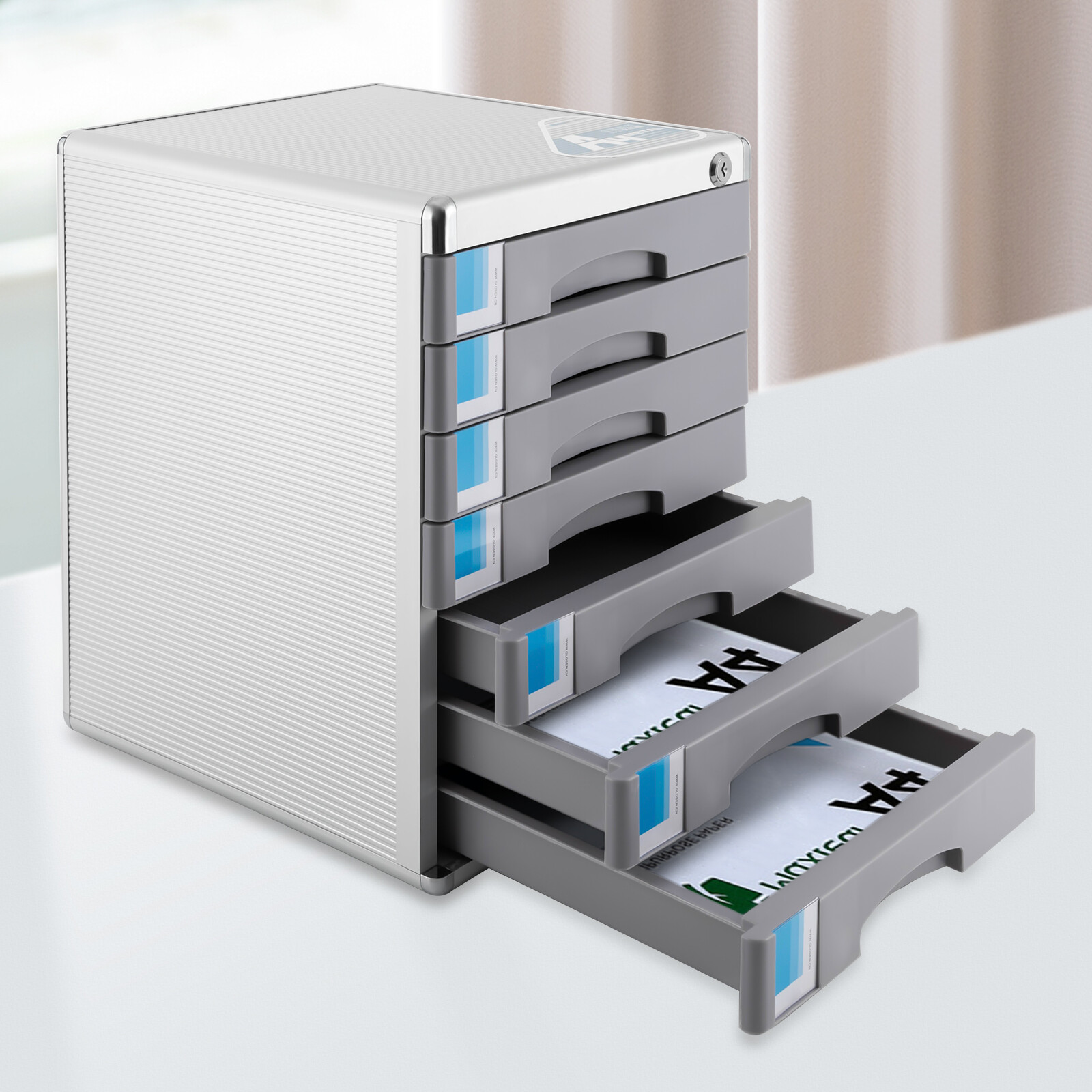 7 COMPARTMENTS DRAWER DESKTOP FILE ORGANIZER RECTANGULAR DOCUMENT STORAGE BOX