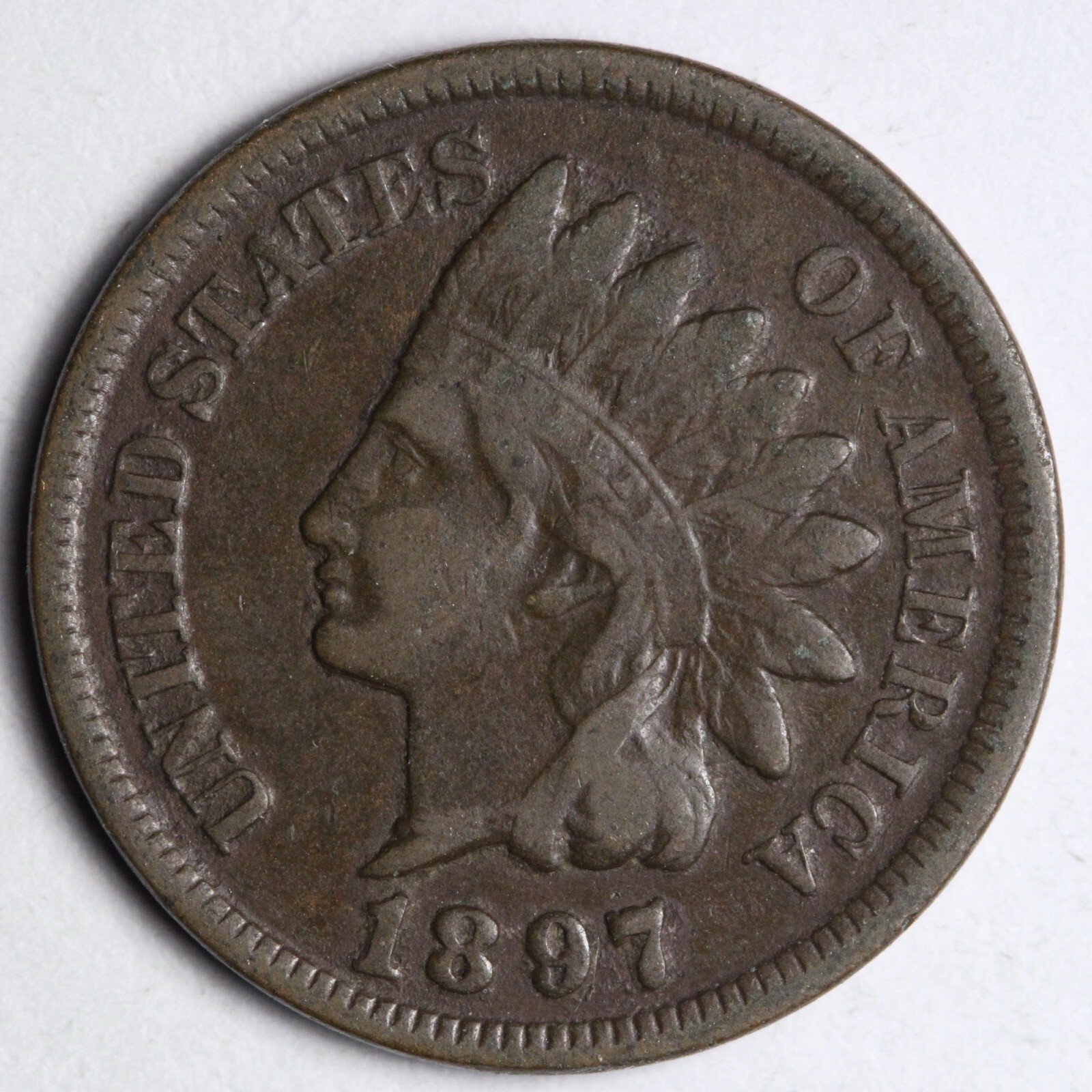 1897 Indian Head Cent Penny VF E338 DC