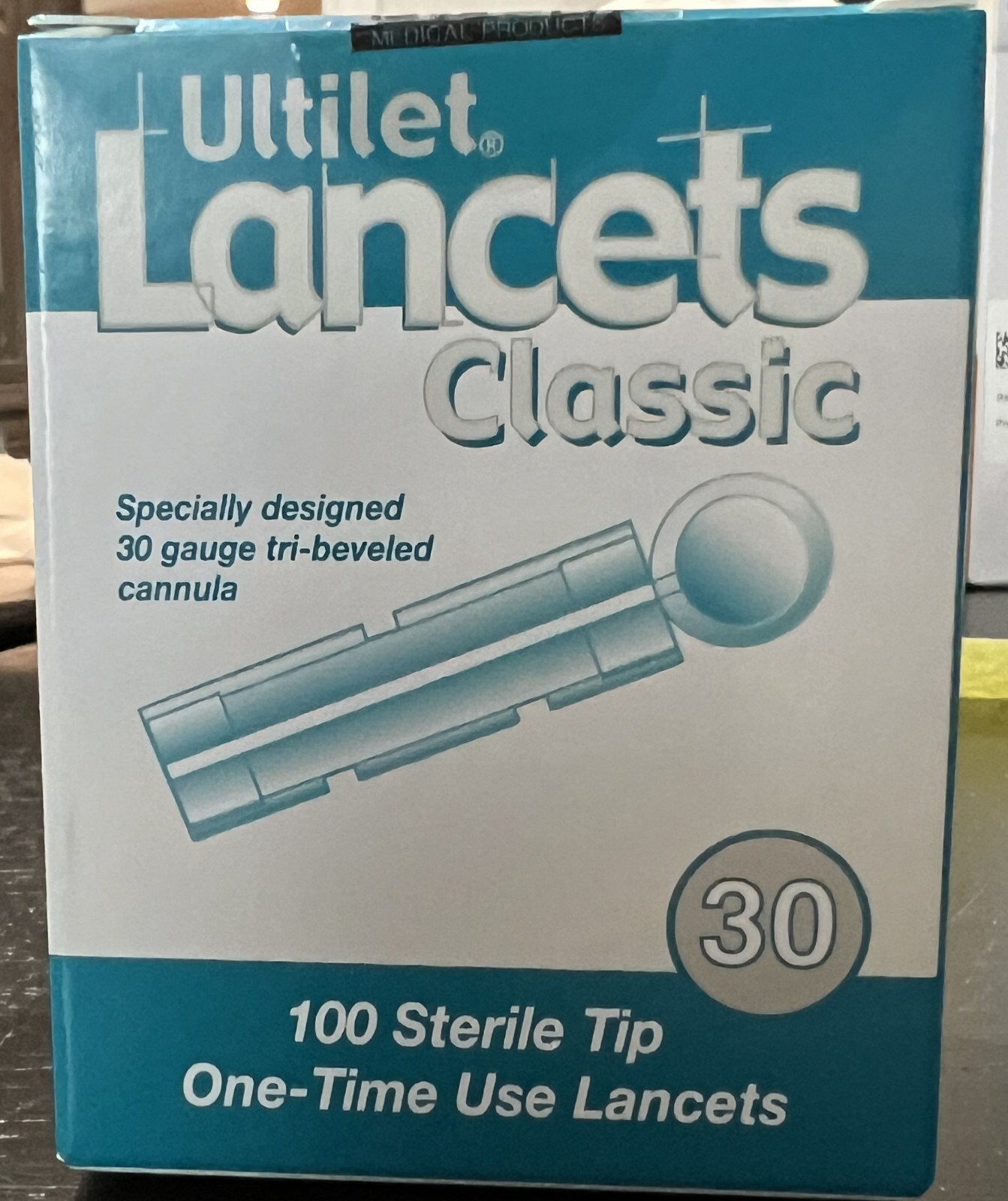 Ultilet Classic Lancets w/Sterile Tip 30G, 100 count, sealed exp 03/13/2028