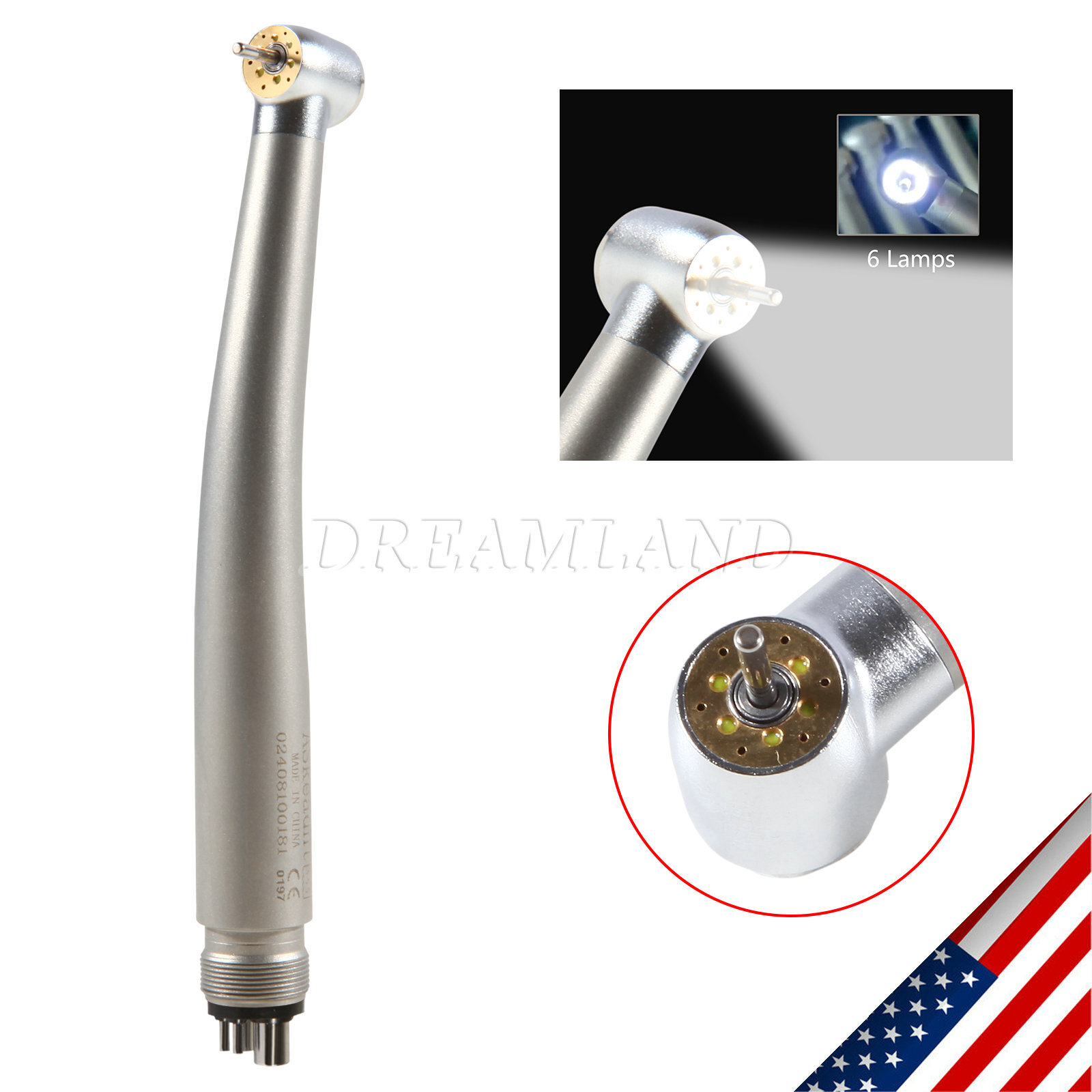 USA Dental E-generator Shadowless LED 6 Lamp High Speed Handpiece 2/4 Hole