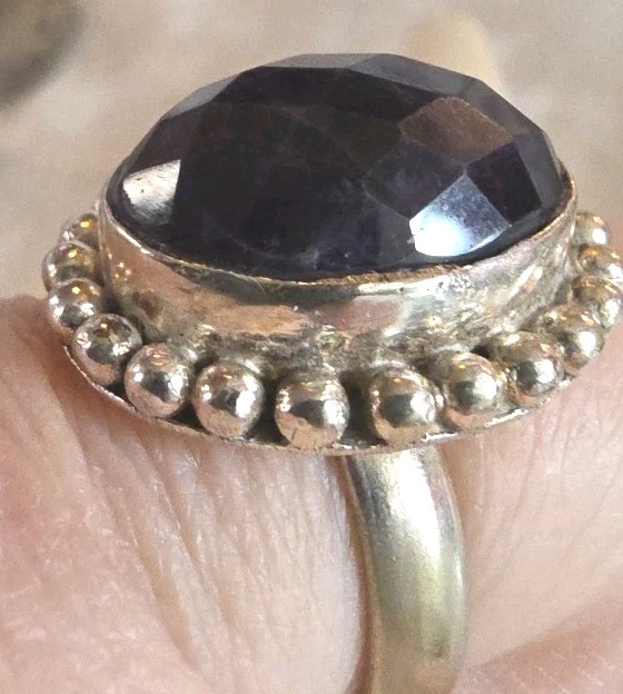 Handcrafted Artisan Sterling Silver Amethyst Ring Size 8