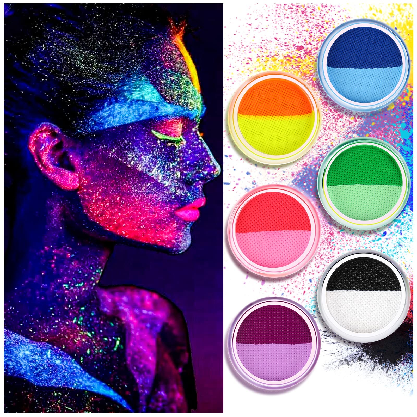 Water Activated Eyeliner, UV Glow Neon Cake Paint, 12 Bright Color Hydra Eye ...