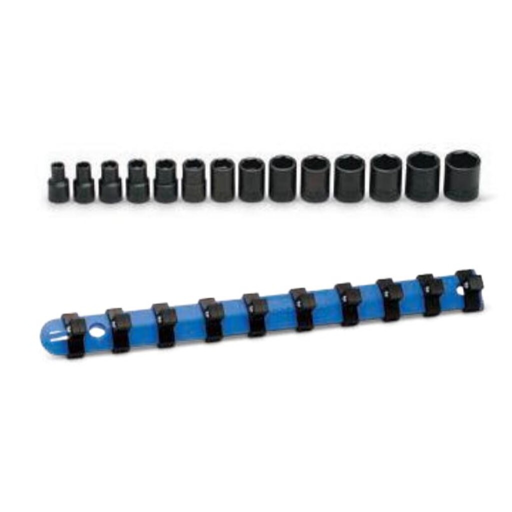 Wright 359 3/8" Drive 14 Piece Standard Impact 6pt Socket Set w/ Rail Metric