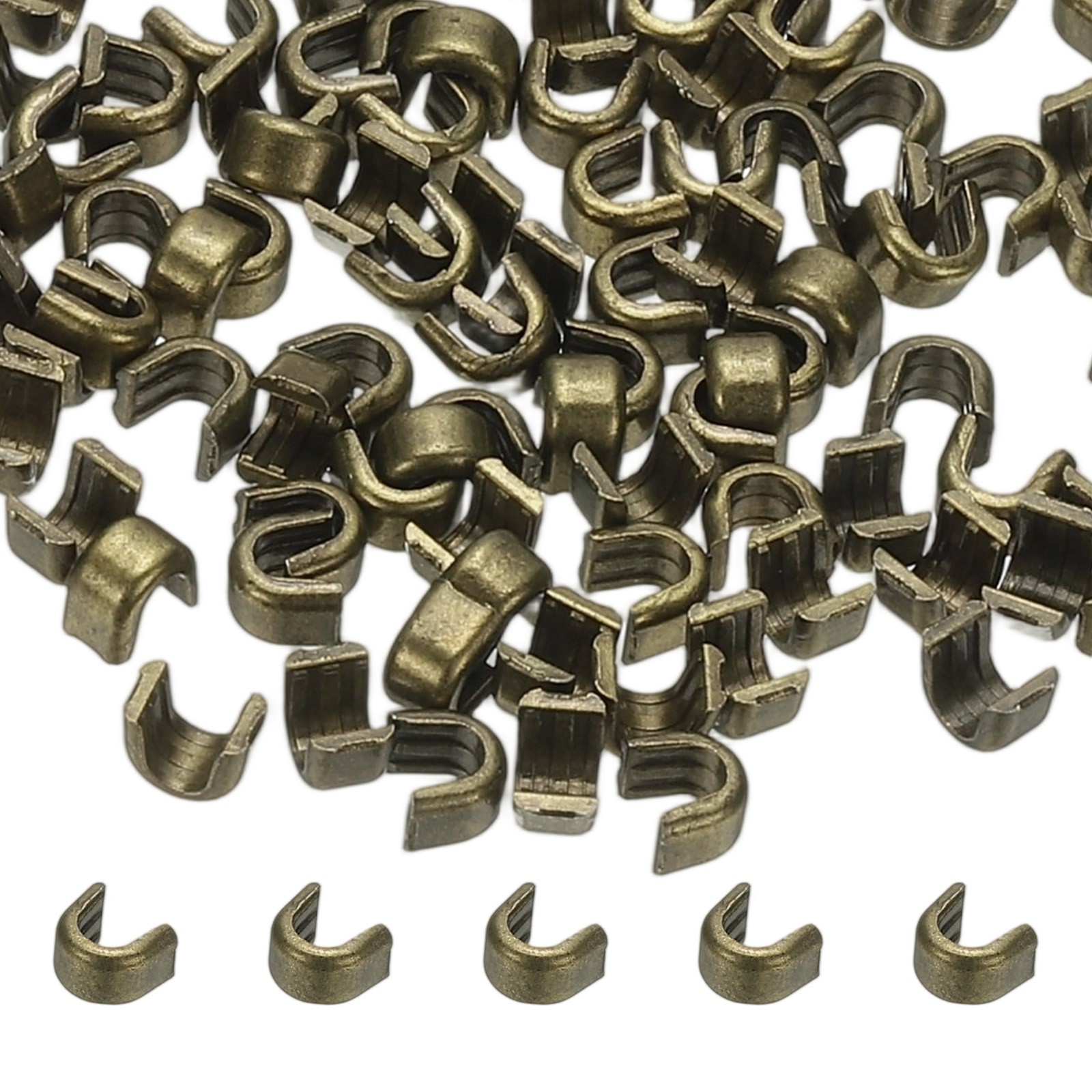Zipper Slider Retainers [100pcs] - #3 U Shape Top Stoppers - [Green Bronze]