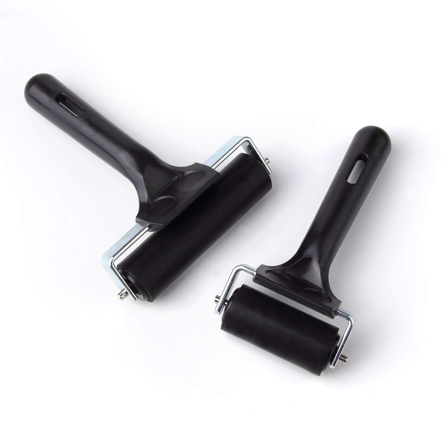 2Pcs Rubber Roller Brayer Rollers Hard Rubber 4 and 2.2 Inch for Printmaking (Bl