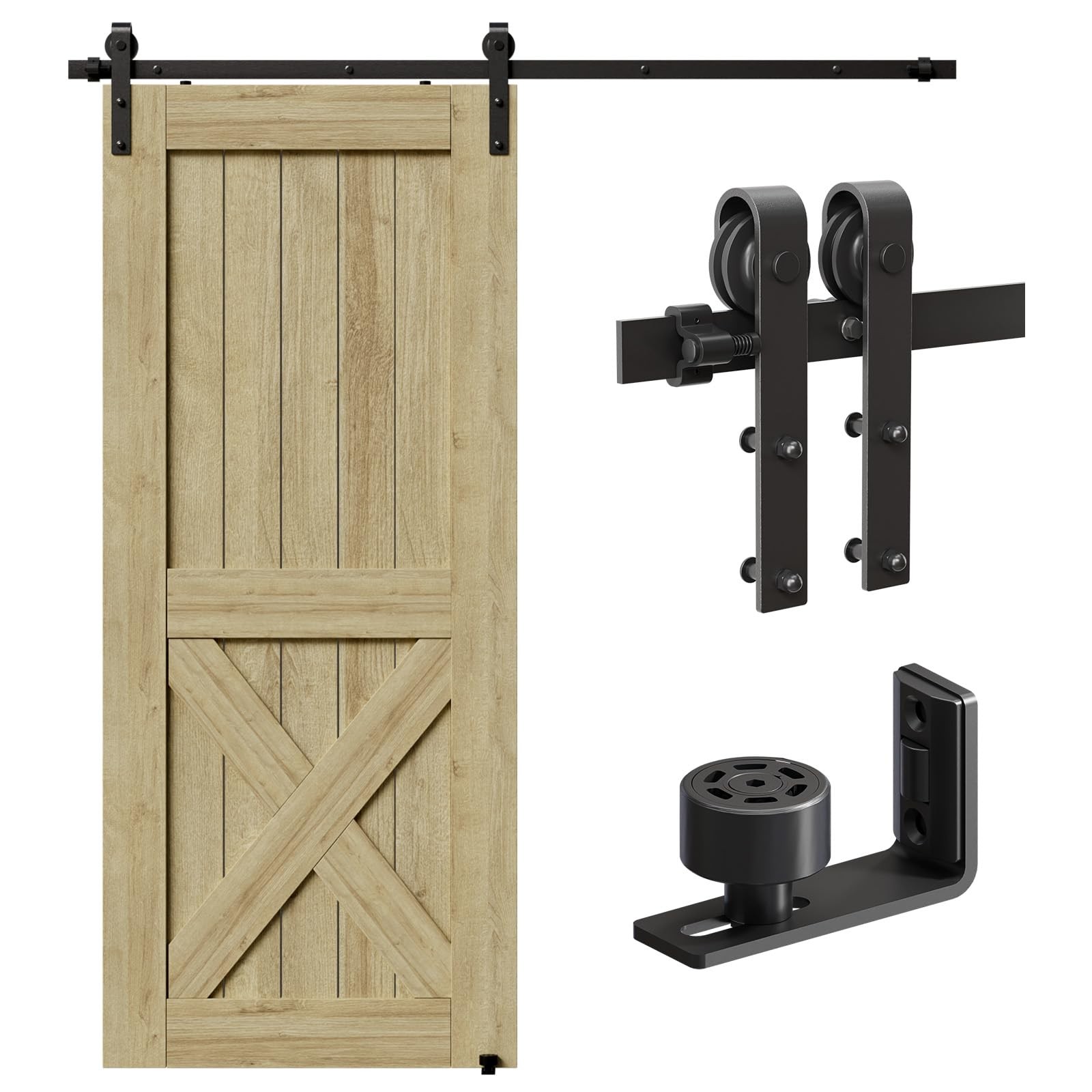 1 PCS 6 FT 72 Inch Sliding Barn Door Hardware Kit Single Carbon Steel Black