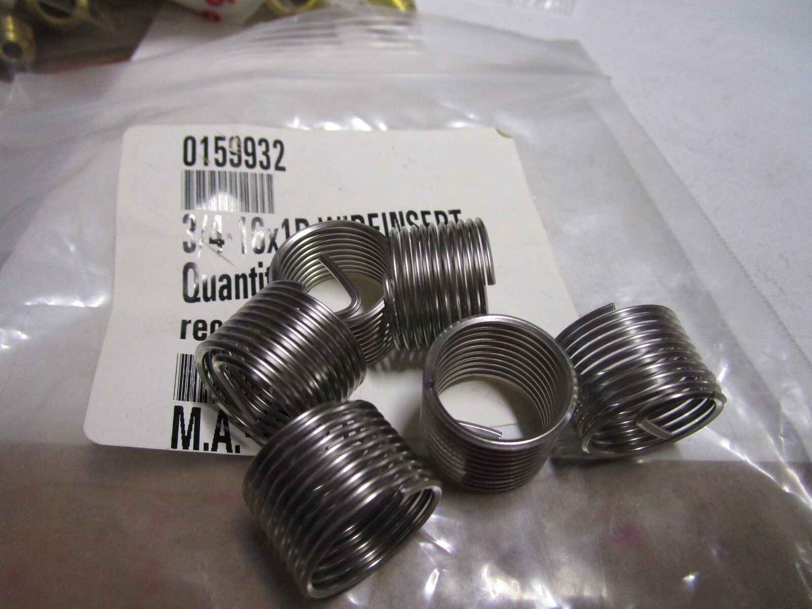 3/4-16 x 1D UNF 18-8 Stainless Steel Free Running Wire Insert QTY 6