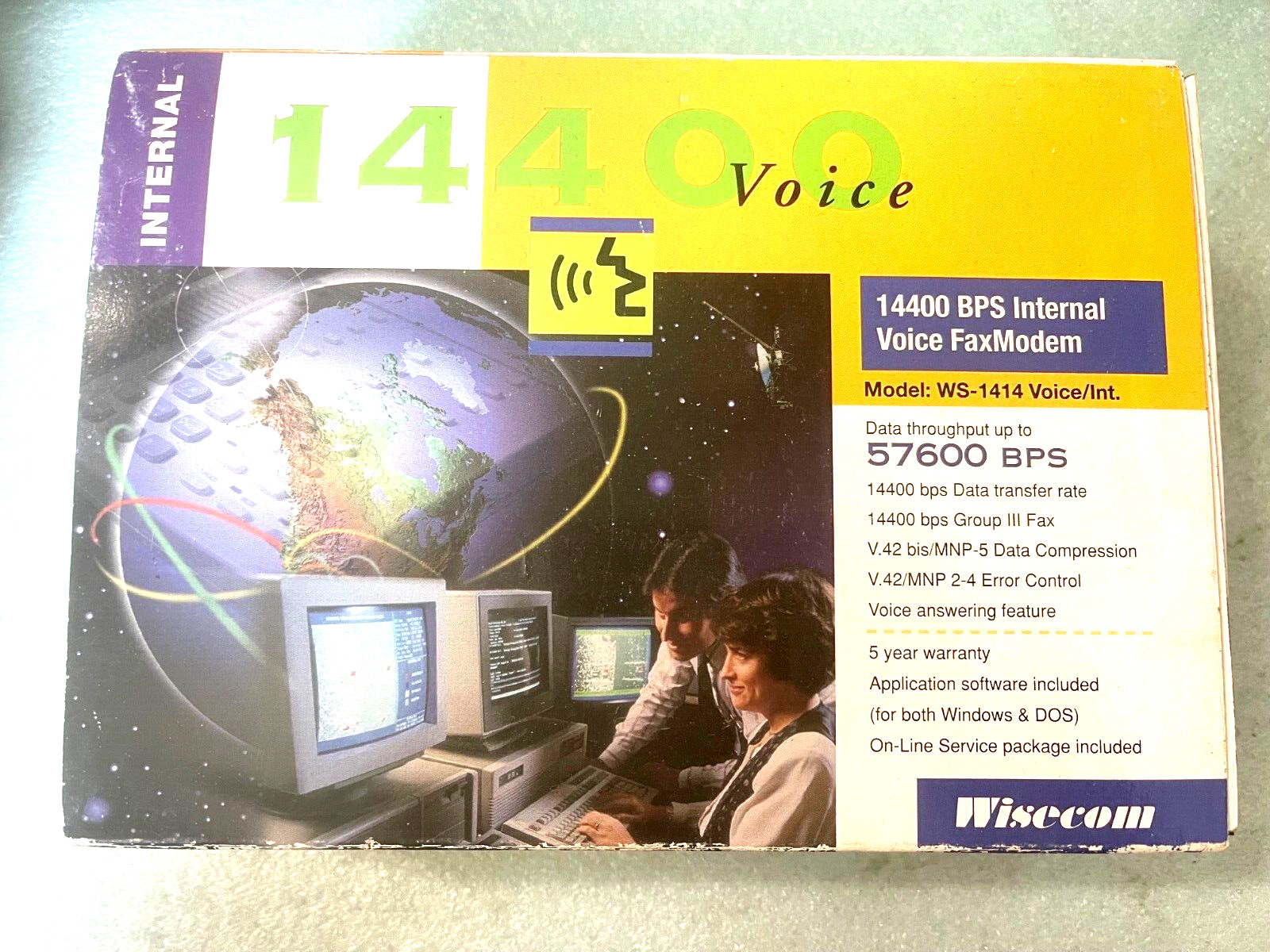 RARE NEW IN RETAIL BOX WISECOM WS-1414 14000 VOICE FAX MODEM RM00-MSBX6