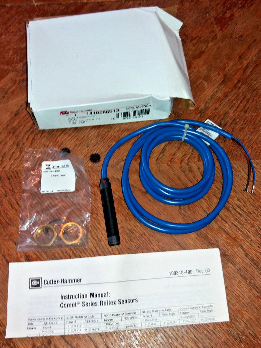 NOS Cutler Hammer Comet Photoelectric Reflex Sensor w Extension Cable 14102A6513
