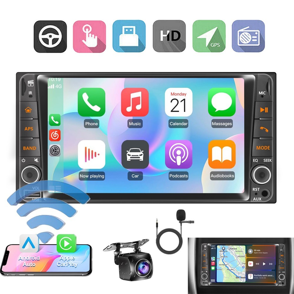 Car Radio Stereo GPS Navi Carplay For Nissan Sentra 2015-2019 Android Auto +CAM