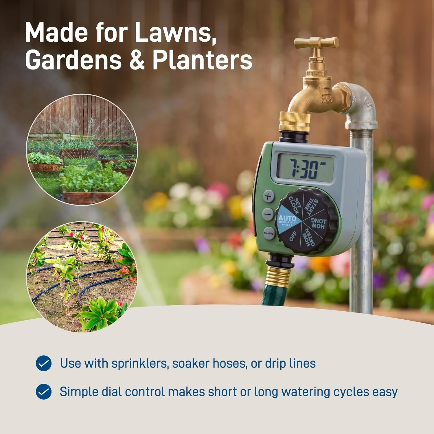 One Outlet Single-Dial Hose Faucet Timer - Easy Programmable - For Garden Wat...
