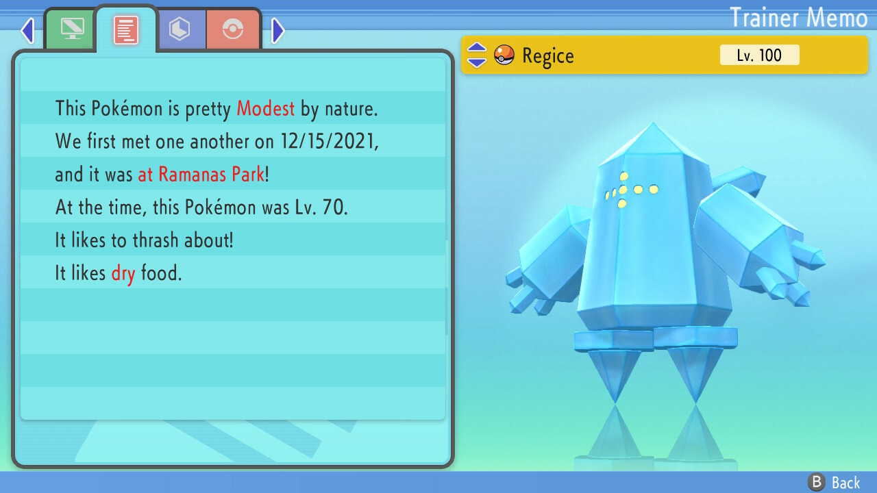 Shiny Regice 6IVs Pokemon BDSP