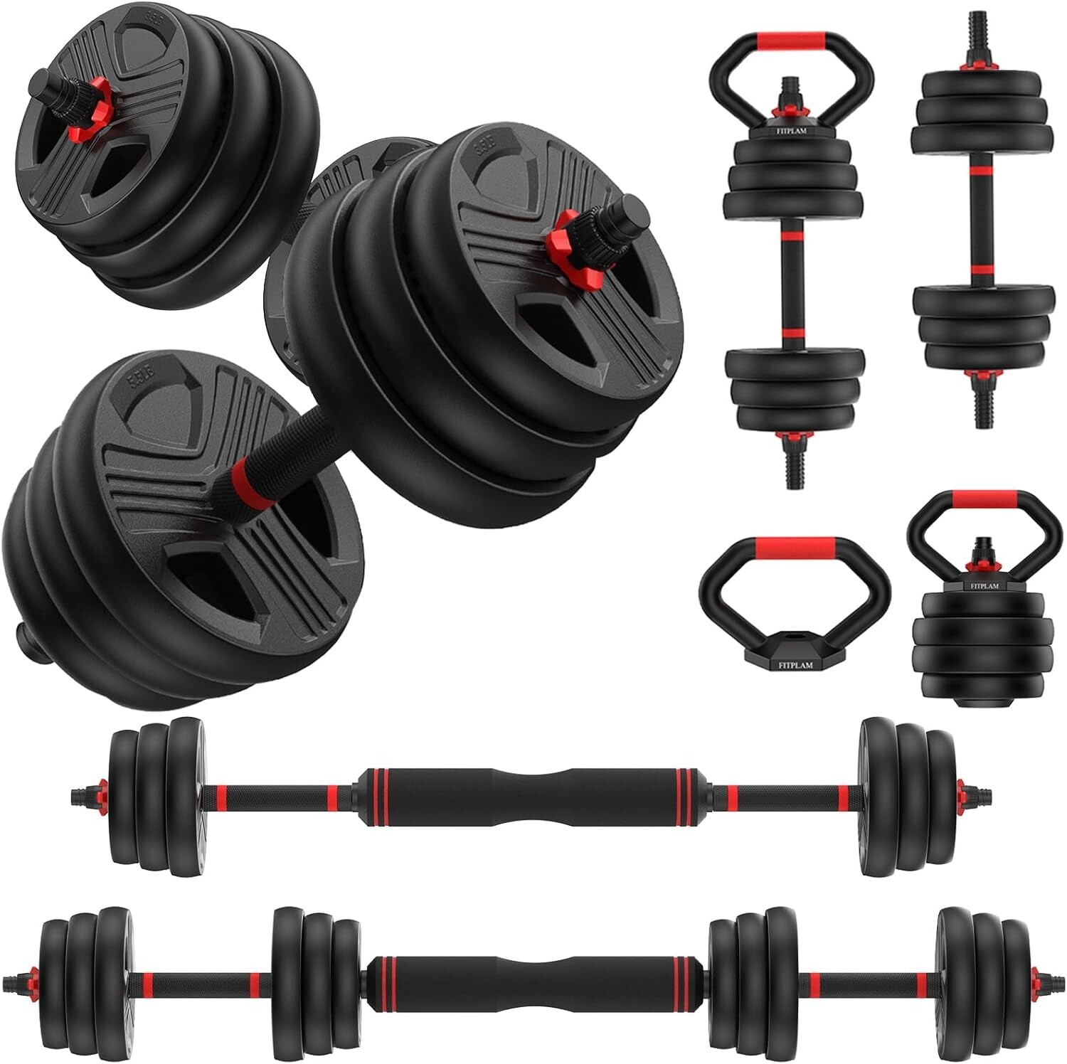 Adjustable Dumbbells 50lbs Set 25lb each with Connector 4 in 1 Dumbbells Set