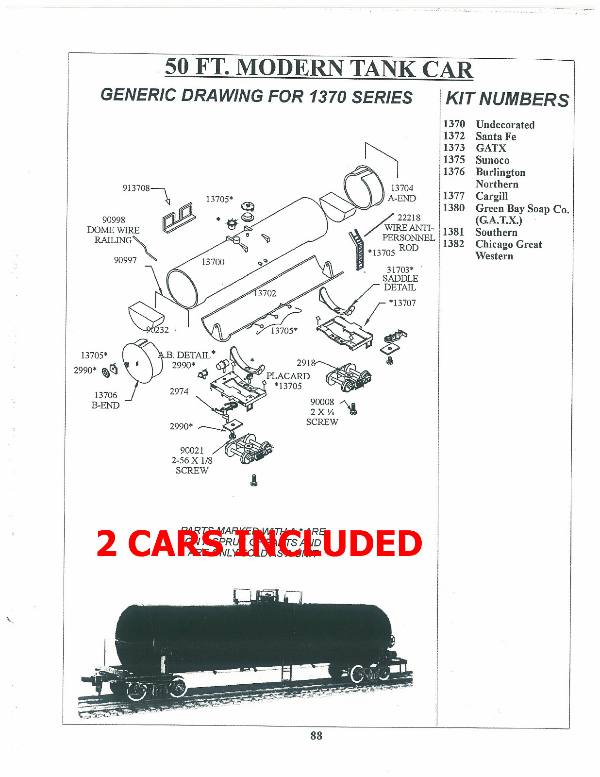 RCR - HO PROJECT 50ft TANK CARS SIDE LADDER  - 2 CARS