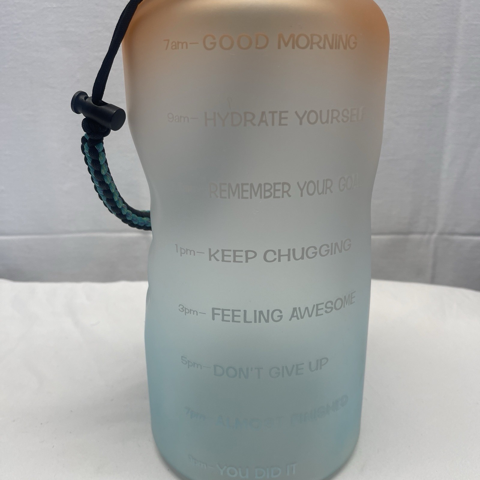 Multicolor Motivational Water Bottle Hydration 64 oz w/Strap Work Out Exercise
