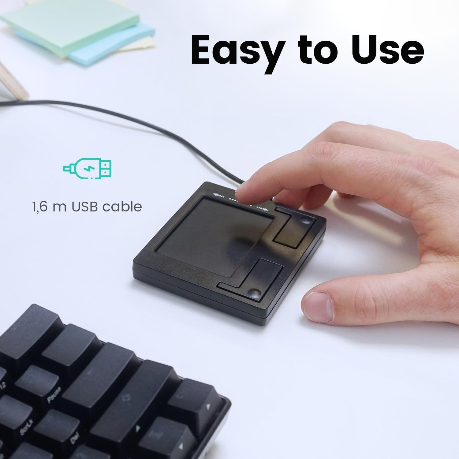 Wired USB Touchpad - Portable Trackpad for Laptop & Desktop, Compact Design, Bla