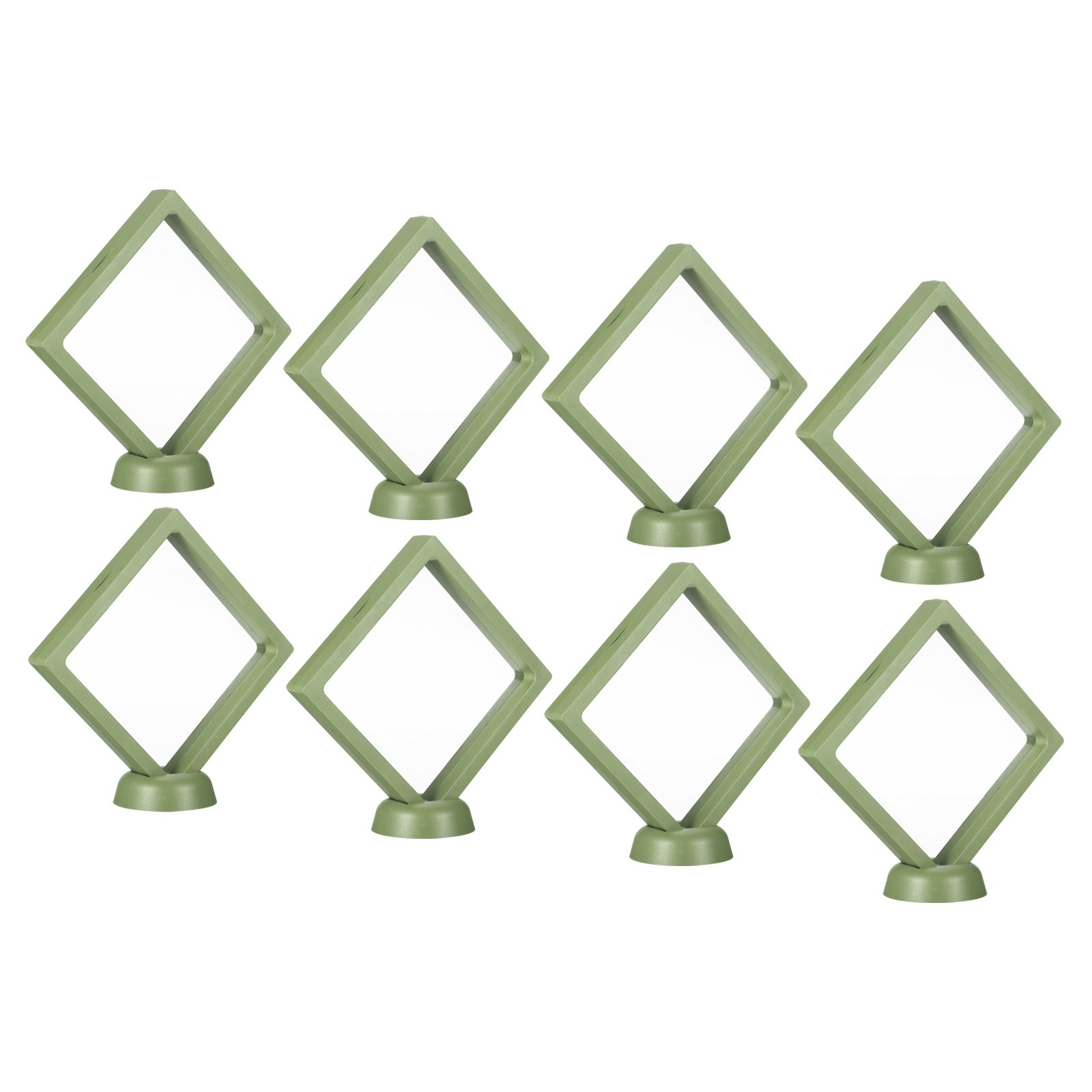 3D Floating Display Frame Coin Jewelry Case with Base 4.3" x 4.3" Green 8pcs