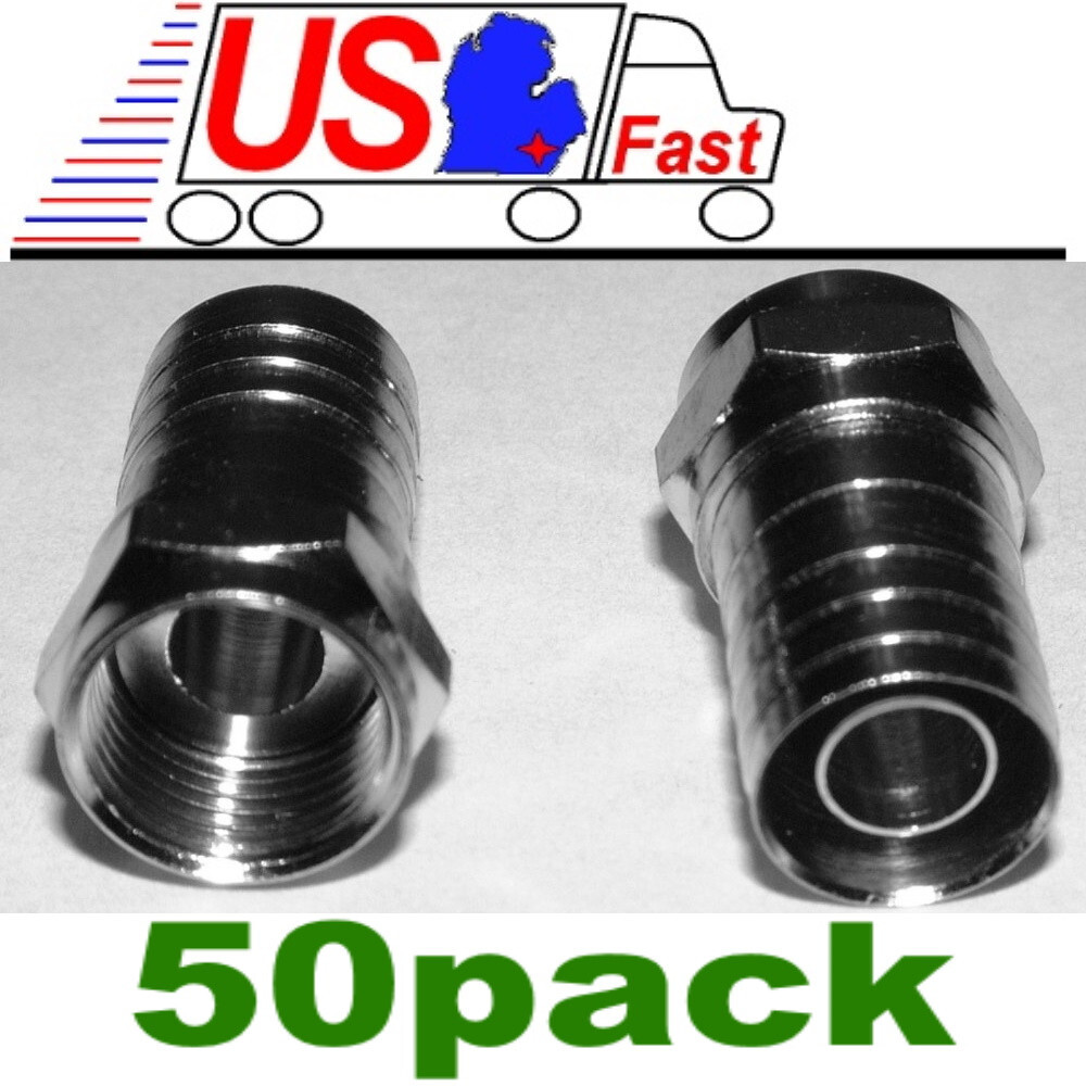Lot50 TV/Satellite RG6U Coax/Coaxial/F81 cable/cord/wire hex Crimp-On End{nickel
