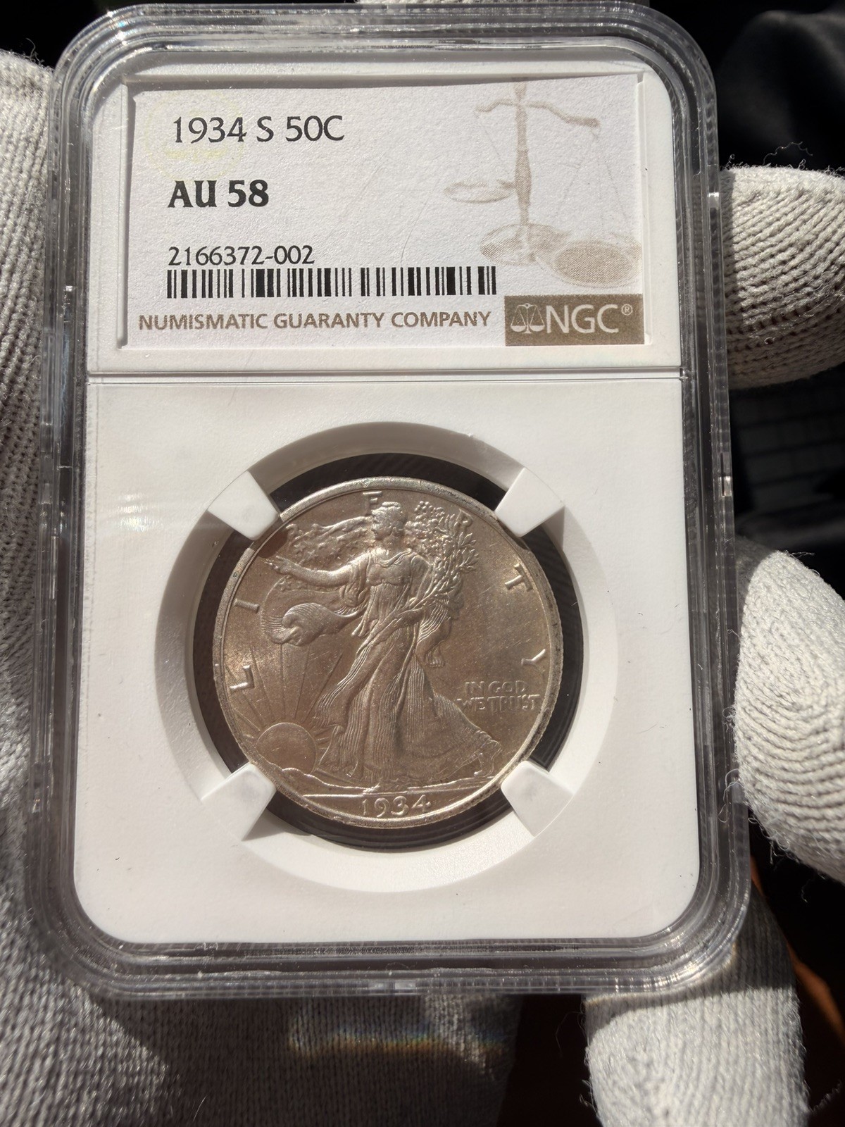 1934 S Walking Liberty Half Dollar NGC AU 58