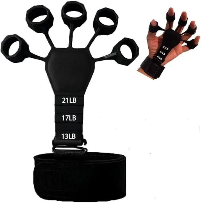 5 Finger Silicone Hand Grip Strength Trainer Wrist Exerciser Therapy Tool