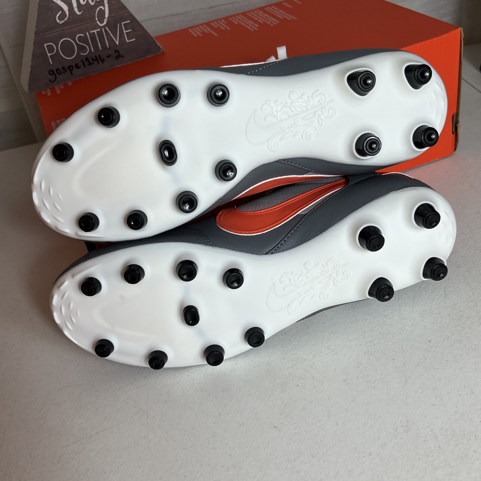 Nike Premier III FG Soccer Cleats Men Size 8 / Women Size 9.5 Smoke Grey Orange