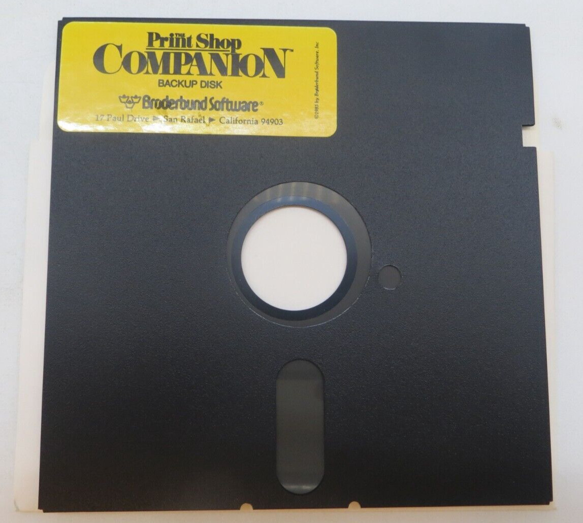THE PRINT SHOP COMPANION BACKUP DISK 5.25" Floppy Disc Broderbund Software