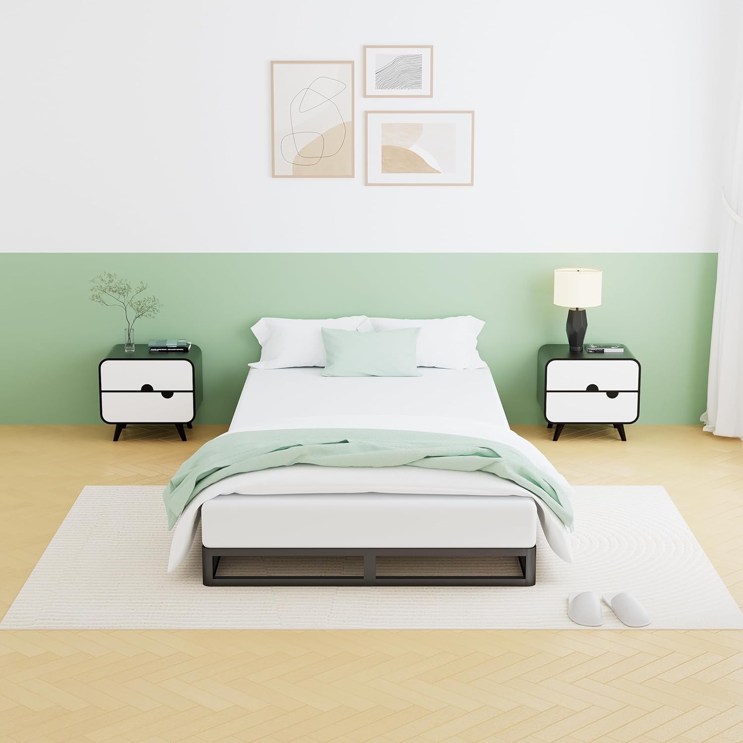 5 Inch Twin Metal Bed Frame Round Corner Low Platform Bed Frames 3000 LBS Heavy