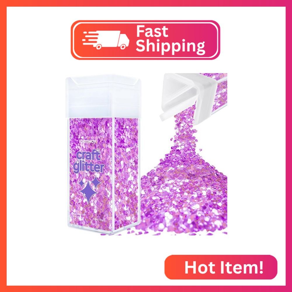 Hemway Glitter Shaker Lavender Purple 110g Super Chunky, Craft Glitter Shakers f