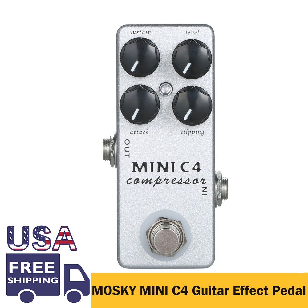 Genuine Mosky Compressor Guitar Effect Pedal Sustain Level Attack Clipping LED