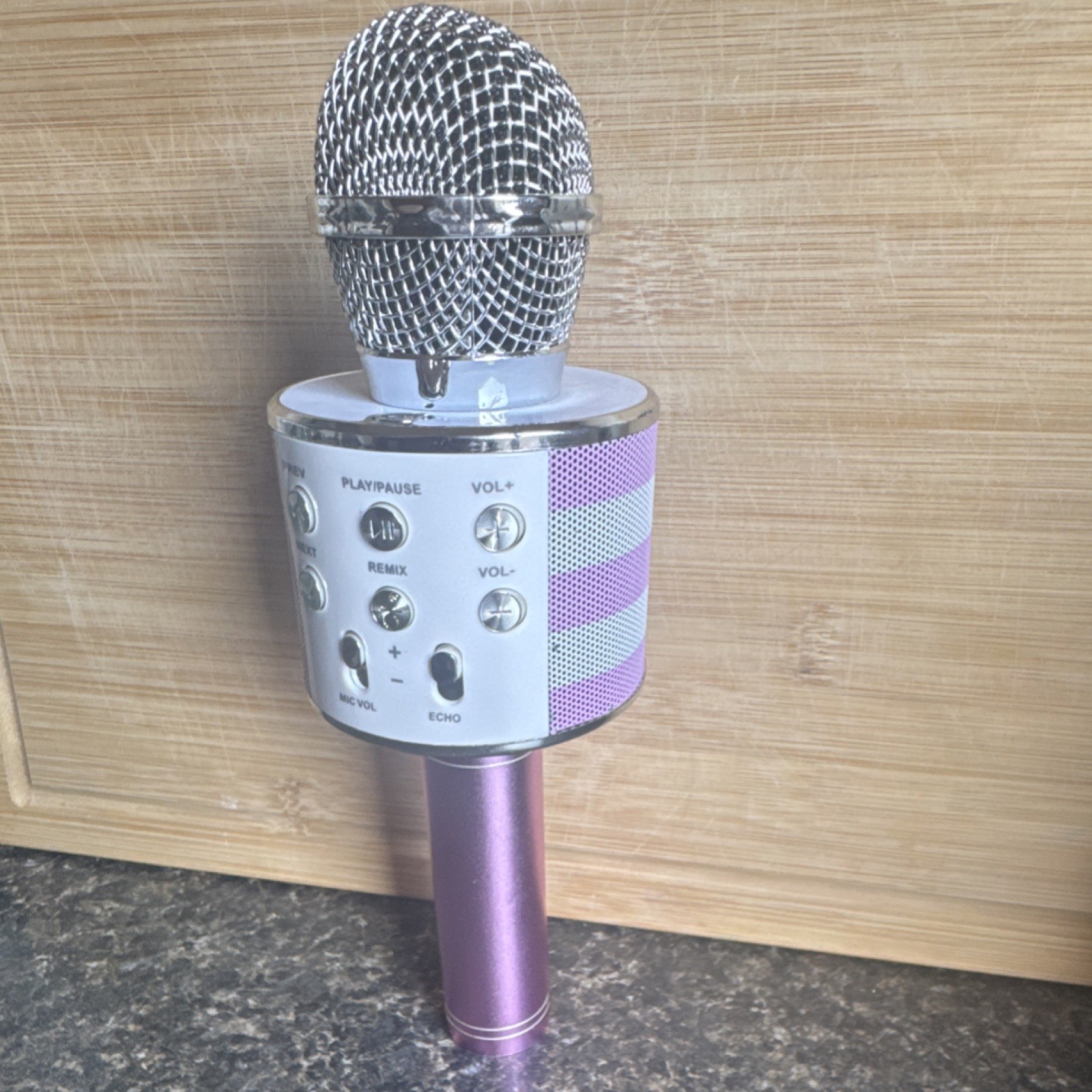 Hello Kitty Bluetooth Wireless Karaoke Microphone Purple with Built-in Controls