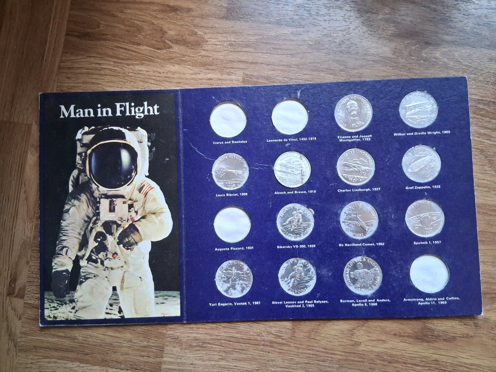 Man In Flight Shell Coin Token Collection  1970s Presentation Complete Near Set