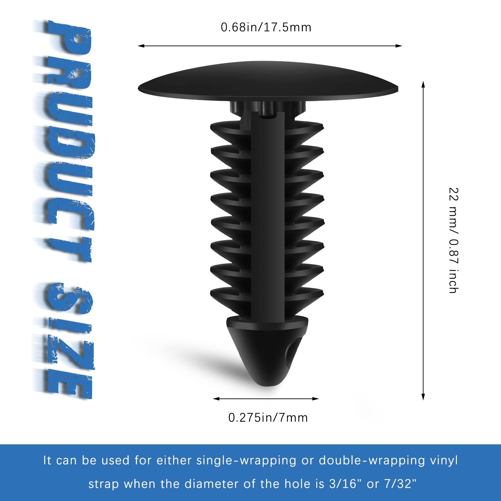 Yulejo 100 Pcs Medium Gauge Rivet Patio Strapping Fasteners 3/16 Inch Black