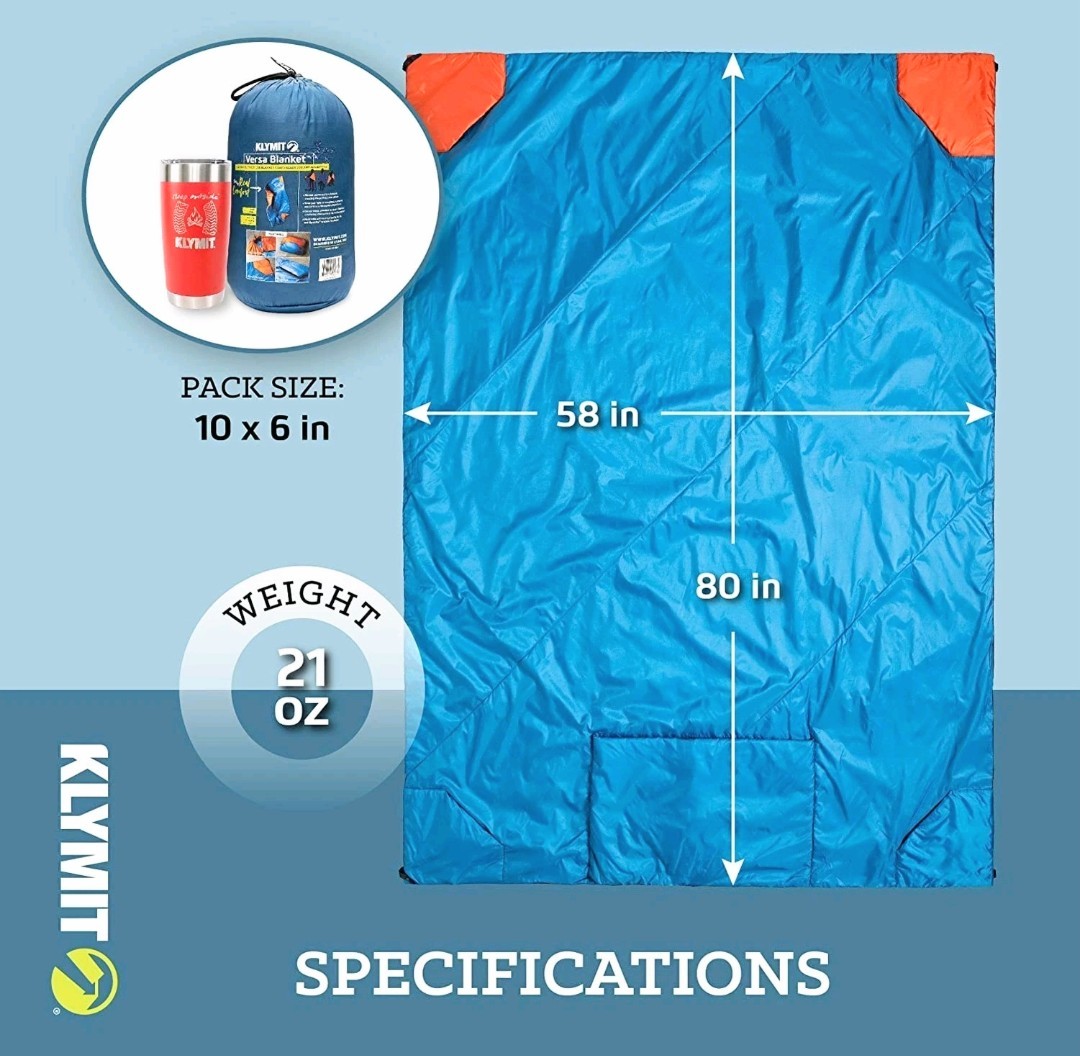 Klymit Versa Packable Camping Blanket & Comforter Lightweight