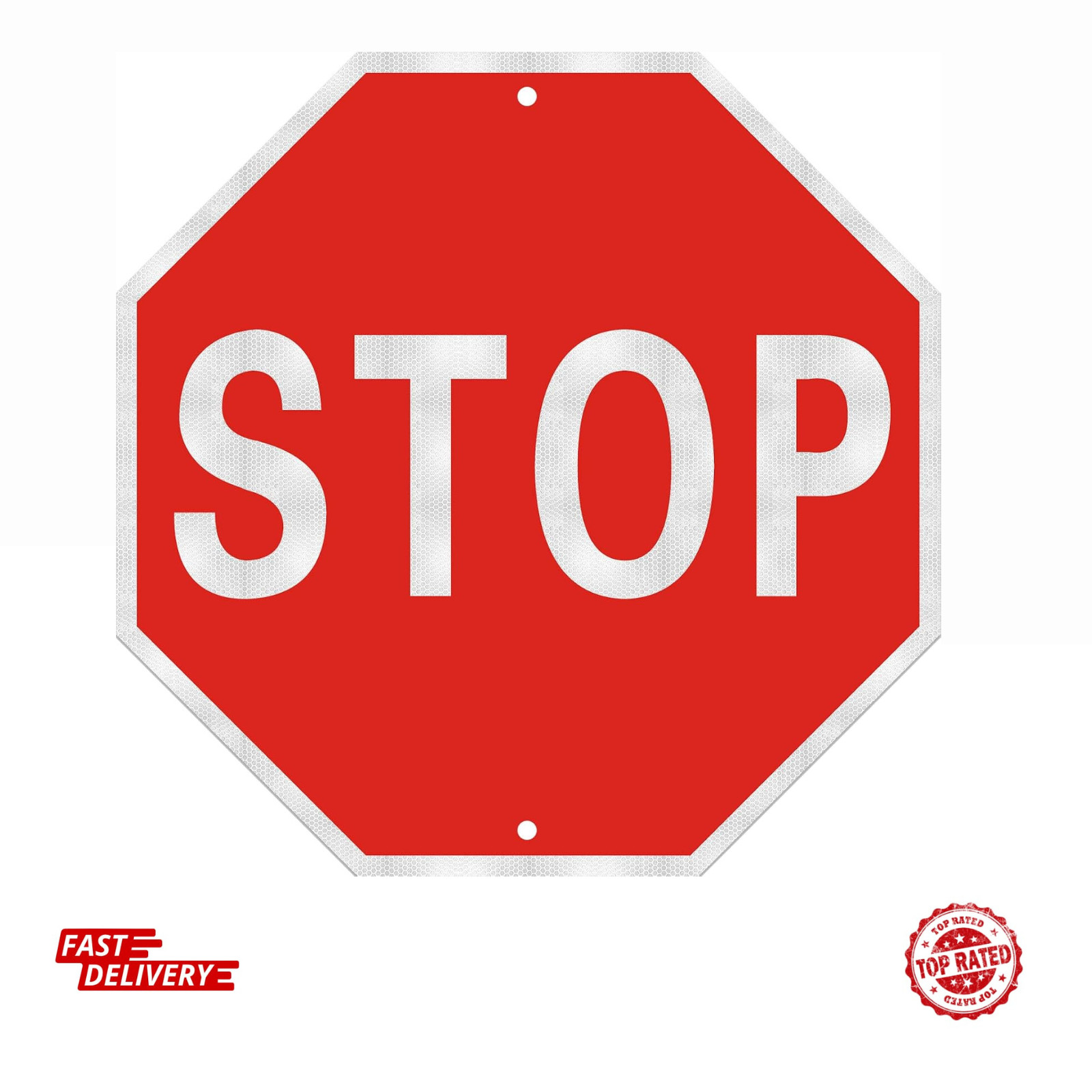 Reflective Stop Sign 12x12 Rust-Free Aluminum UV Waterproof Weather Resistant