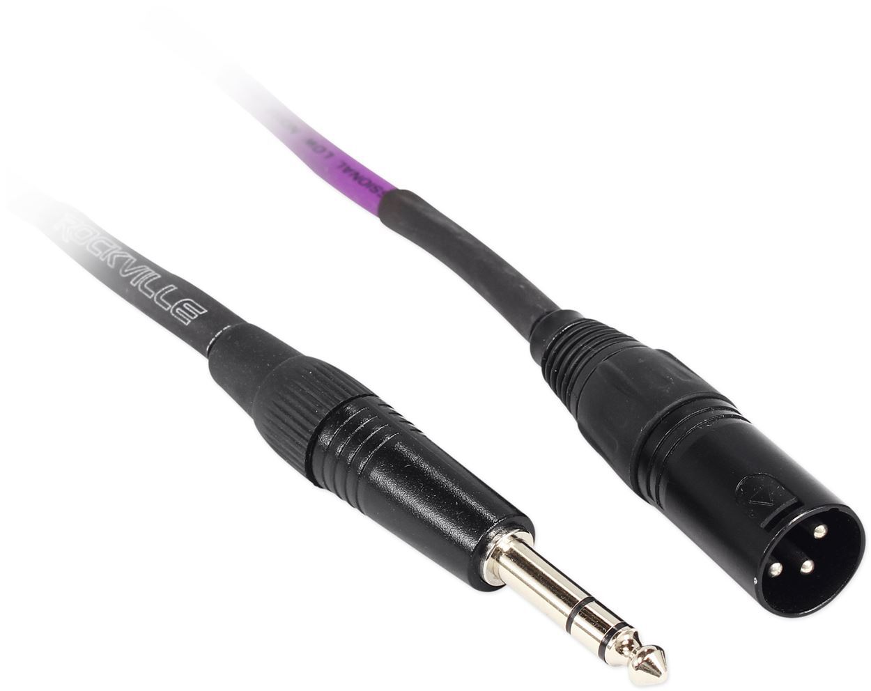 Rockville RCXMB20P 20' Male REAN XLR to 1/4'' TRS Cable Purple 100% Copper