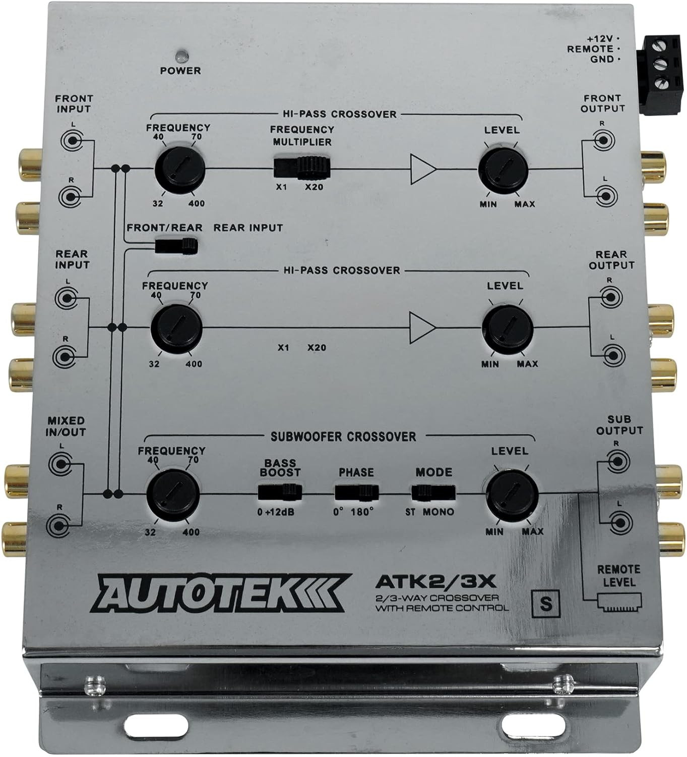 ATK2 3X Active Crossover Processor (Silver) – 8.5 Volts, 2-Way and 3-Way, Remote