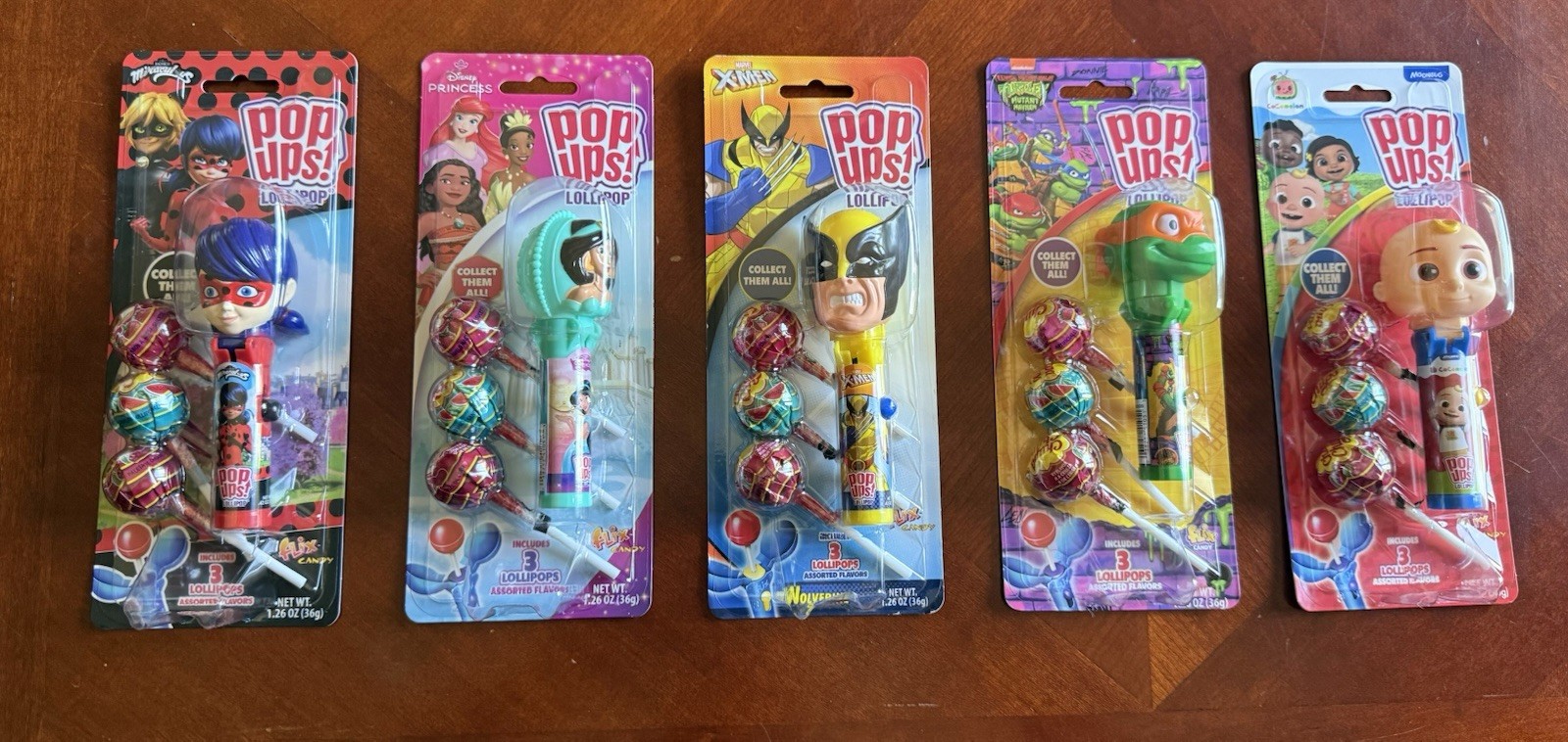 5X Assorted Lot Of Flix Pop Ups 3Pcs Candy Chupa Chups Lollipop Dispenser New