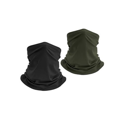 Pukavt Winter Knitted Neck Gaiter For Men And Black+army Green 2 Pack Ice Silk