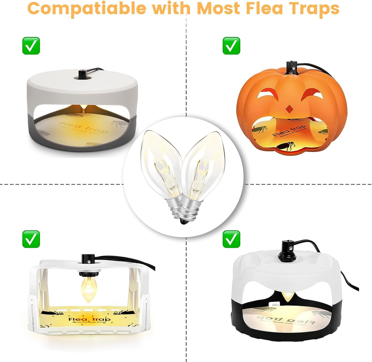 Original Flea Trap Light Bulb Replacement, 10 Pack 7W Replacement Bulbs for Flea