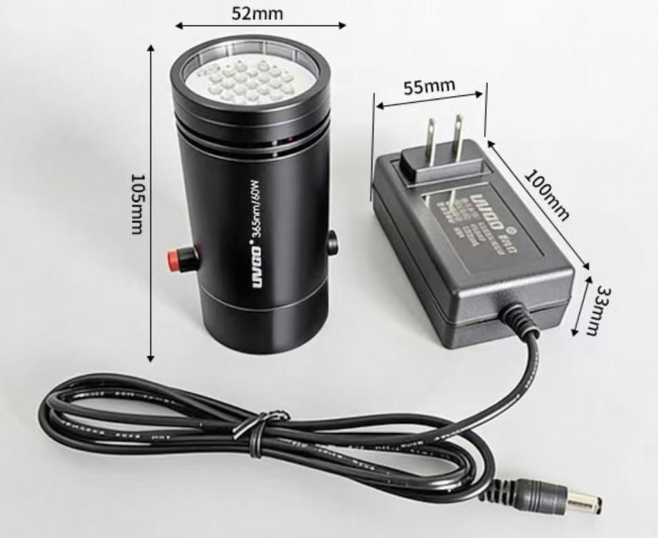 Handheld 60W Ultra high intensity air-cooled UV curing lamp 365nm/395nm/405nm