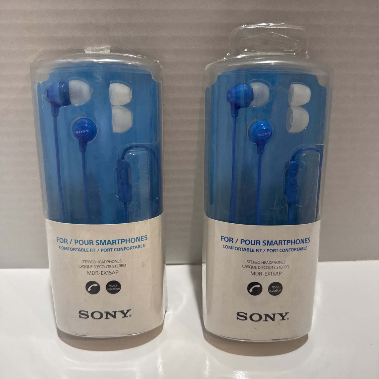 Sony MDREX15AP In-Ear Earbud Headphones with Mic, Blue Lot Of 2