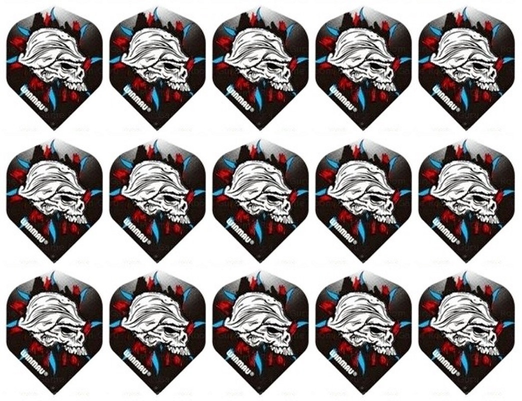 5 New Sets Winmau Mega Standard Dart Flights – Ships w/ Tracking - Side Skull