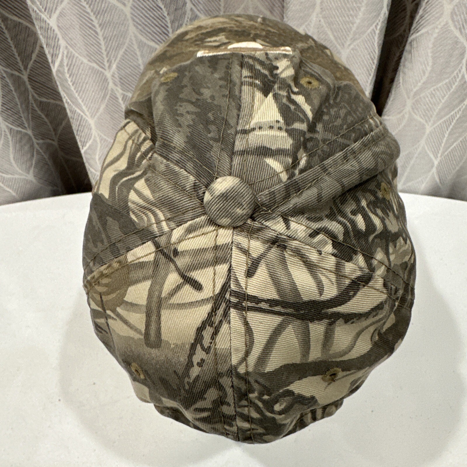 Illinois Capitol I Camouflage Tan Hat Cap. Hook Loop Well Worn