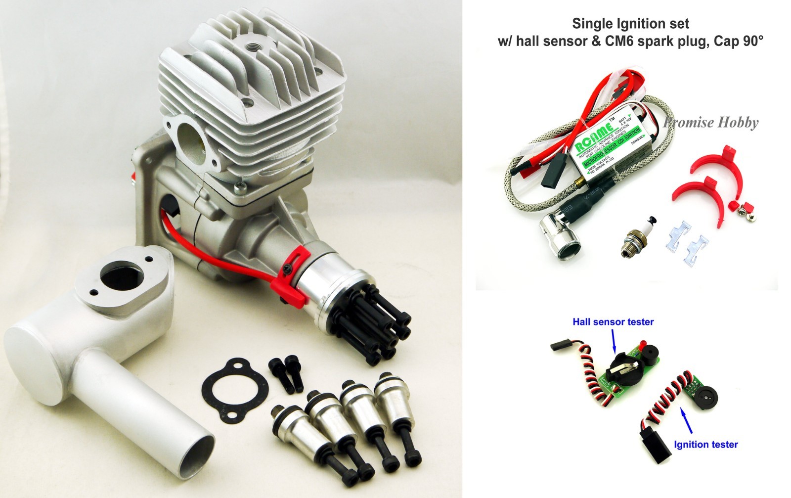 DJ 85CC Gas Petrol Engine w/ Ignition & Muffler for RC Airplane -  V2