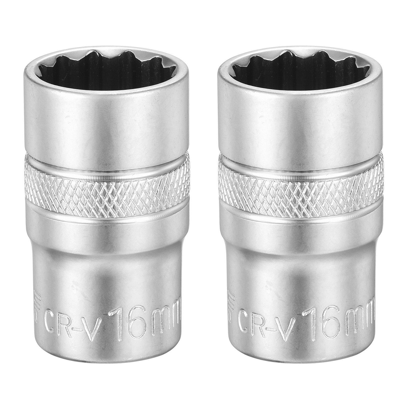 2pcs 12 Points Socket 1/2" Drive 16mm Metric Shallow Socket 1.5" Long CR-V Steel